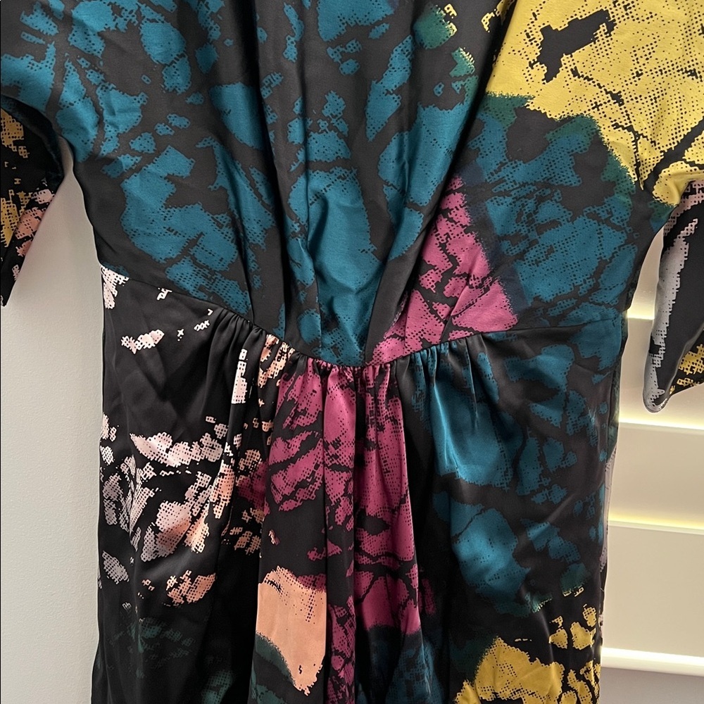 Tibi Black and Gold Abstract Mini Dress - Picture 4 of 5
